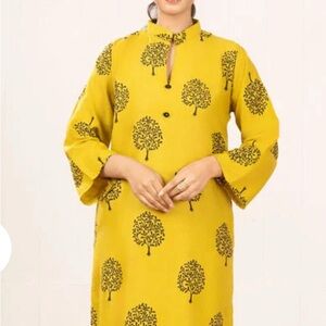Yellow Tree Print Kids Pajamas